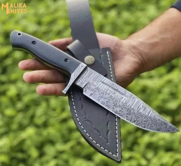 Fire Pattern Damascus Steel Hunting Knife: G10 Handle for Unmatched Grip-0338