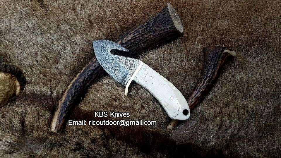 Mini Guthook Knife - Damascus Steel & Rosewood Handle