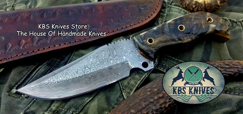 Custom Handmade Damascus Steel Hunting Skinning Camping Knife