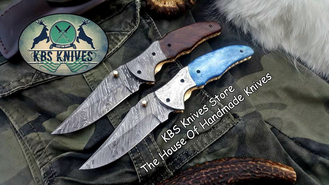 Custom Handmade Damascus Steel Folding Pocket Knives ( Deal )