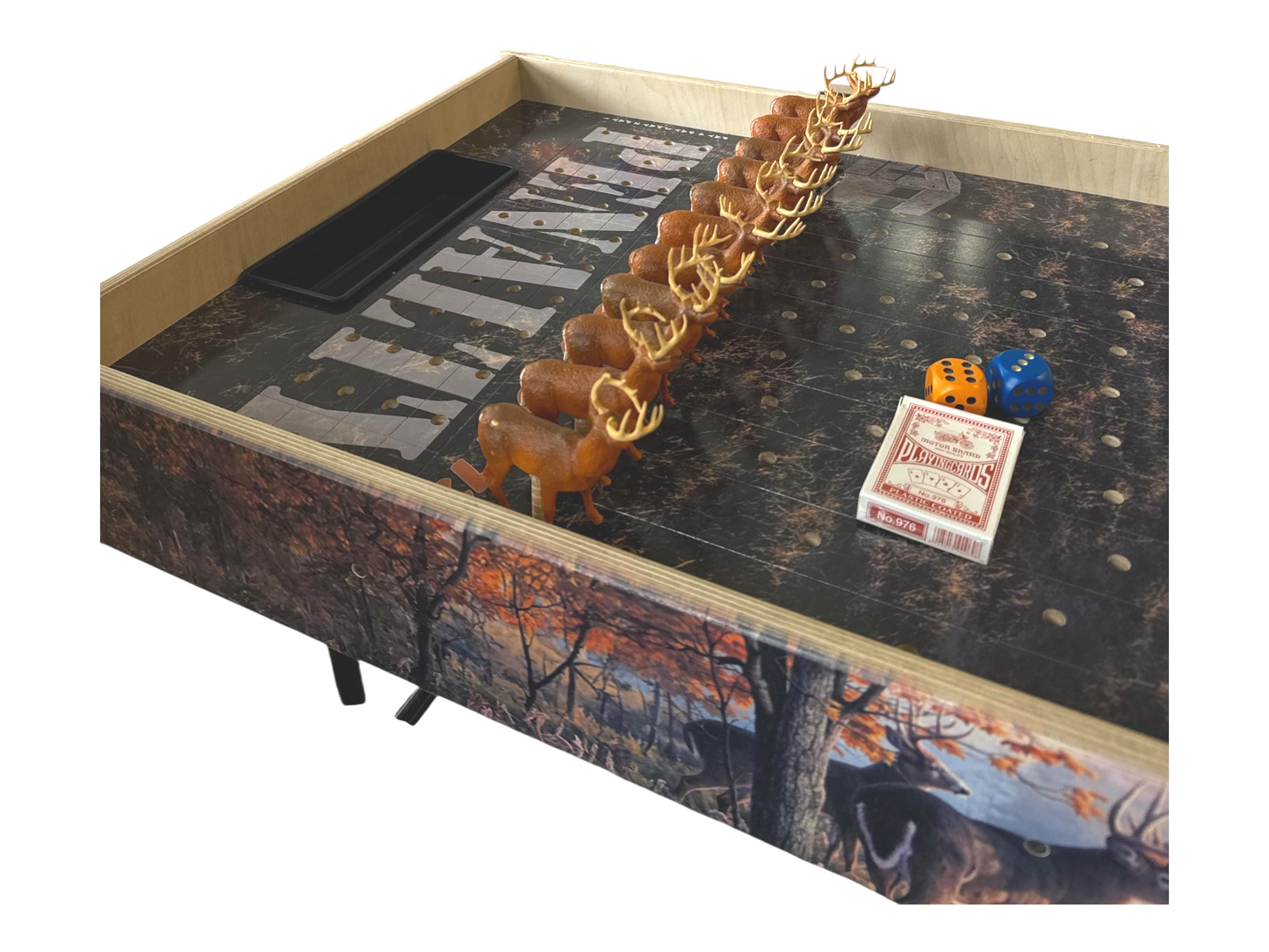 Big Buck Downs- Jumbo Horse Game with Integrated Chip Pot Big Buck Derby Themed/ Hunting Themed Games/ Deer Themed Horse Racing/ Large Party Games/ Camping