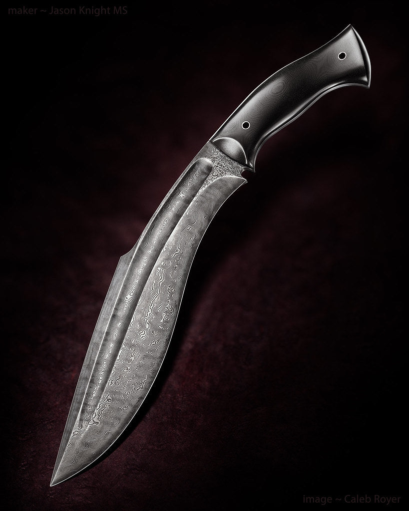 Authentic Khukuri Knife – Damascus Blade, G10 Handle