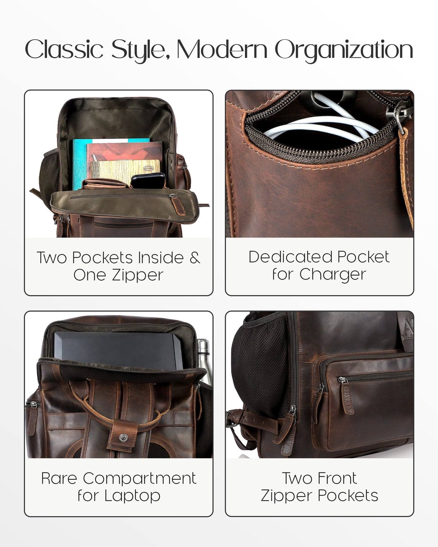 Genuine Leather Laptop Backpack