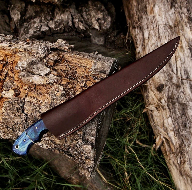 πΏ Damascus Steel Boning & Fillet Knife β 13" Pakkawood Handle with Leather Sheath