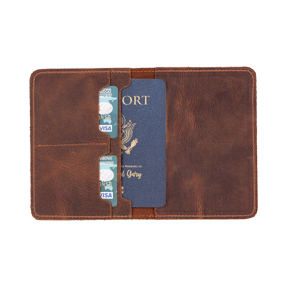 Yuma Genuine Leather Passport Wallet - Handmade Travel Document Holder