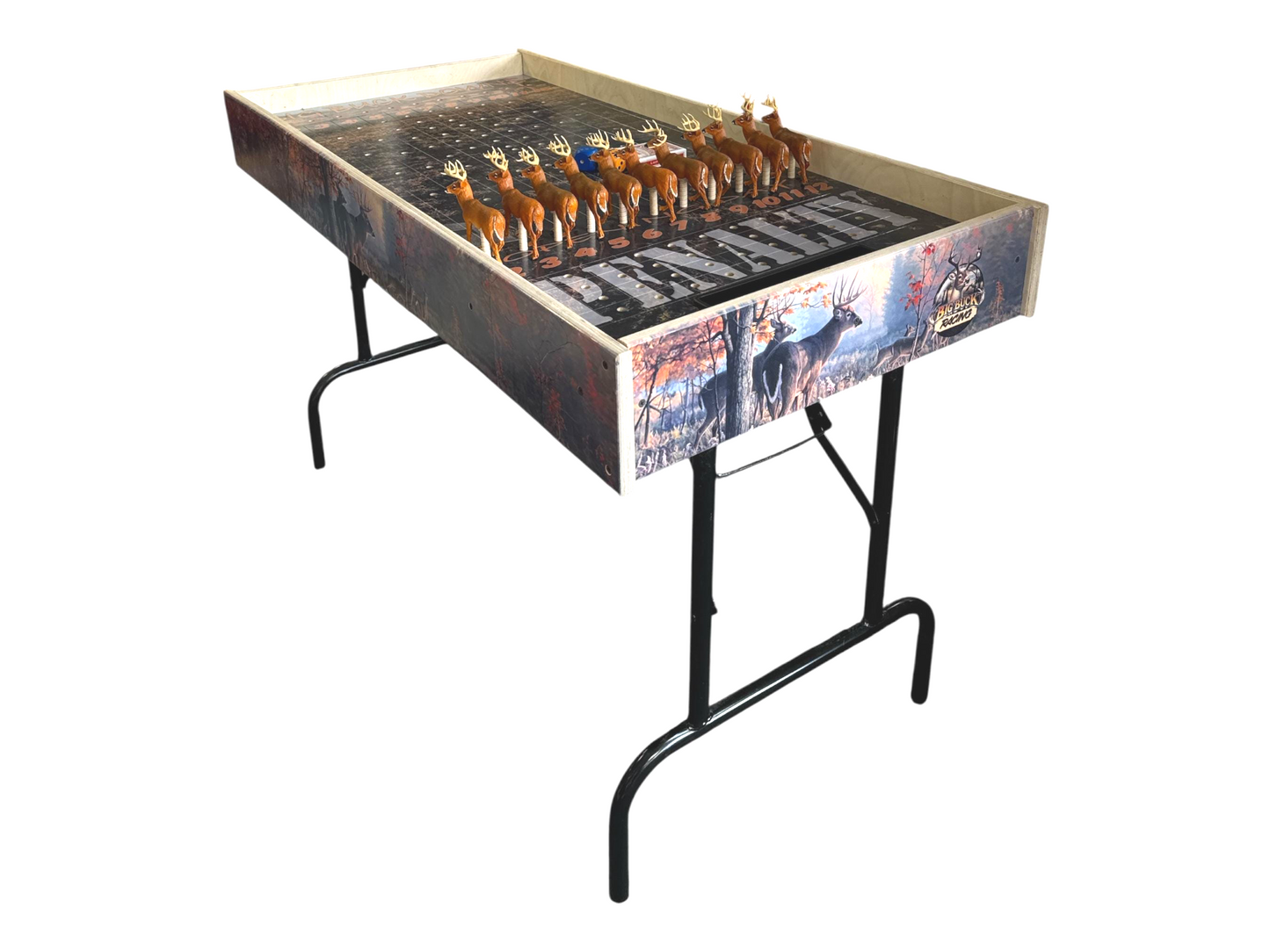 Big Buck Downs- Jumbo Horse Game with Integrated Chip Pot Big Buck Derby Themed/ Hunting Themed Games/ Deer Themed Horse Racing/ Large Party Games/ Camping