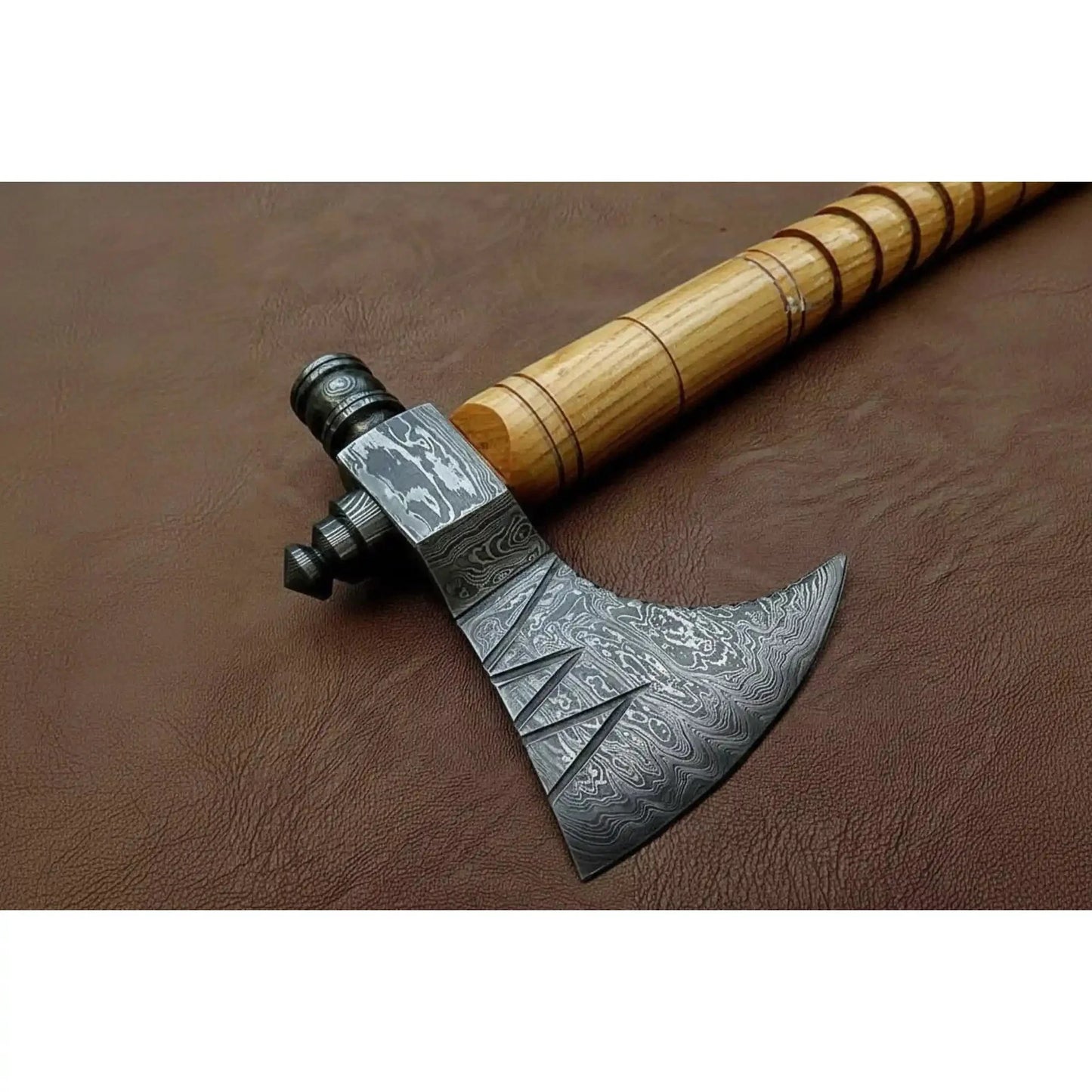 Damascus Pipe Axe 19 Inch Ash Wood Handle | Hand Forged Tomahawk Smoking Axe | JW SteelCrafts