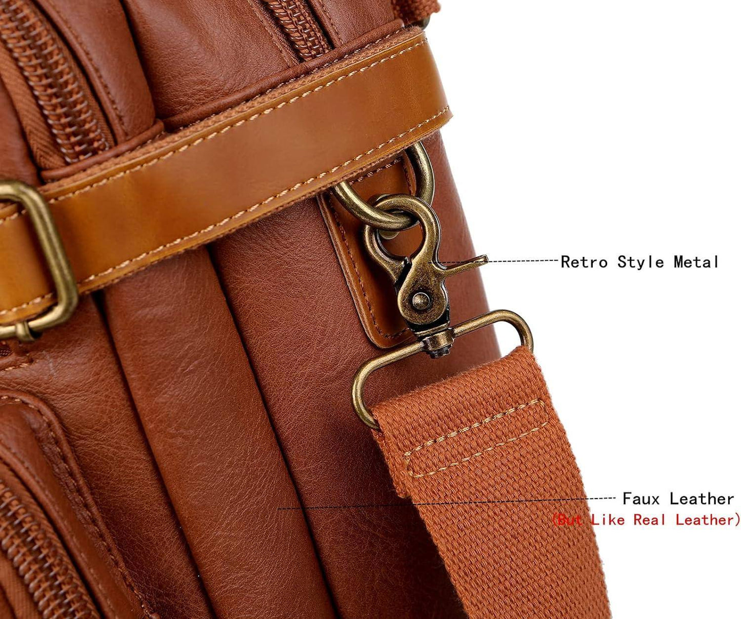 3-in-1 Vegan Leather Briefcase Backpack Hybrid – Convertible 17″ Laptop Bag (Red Lining)