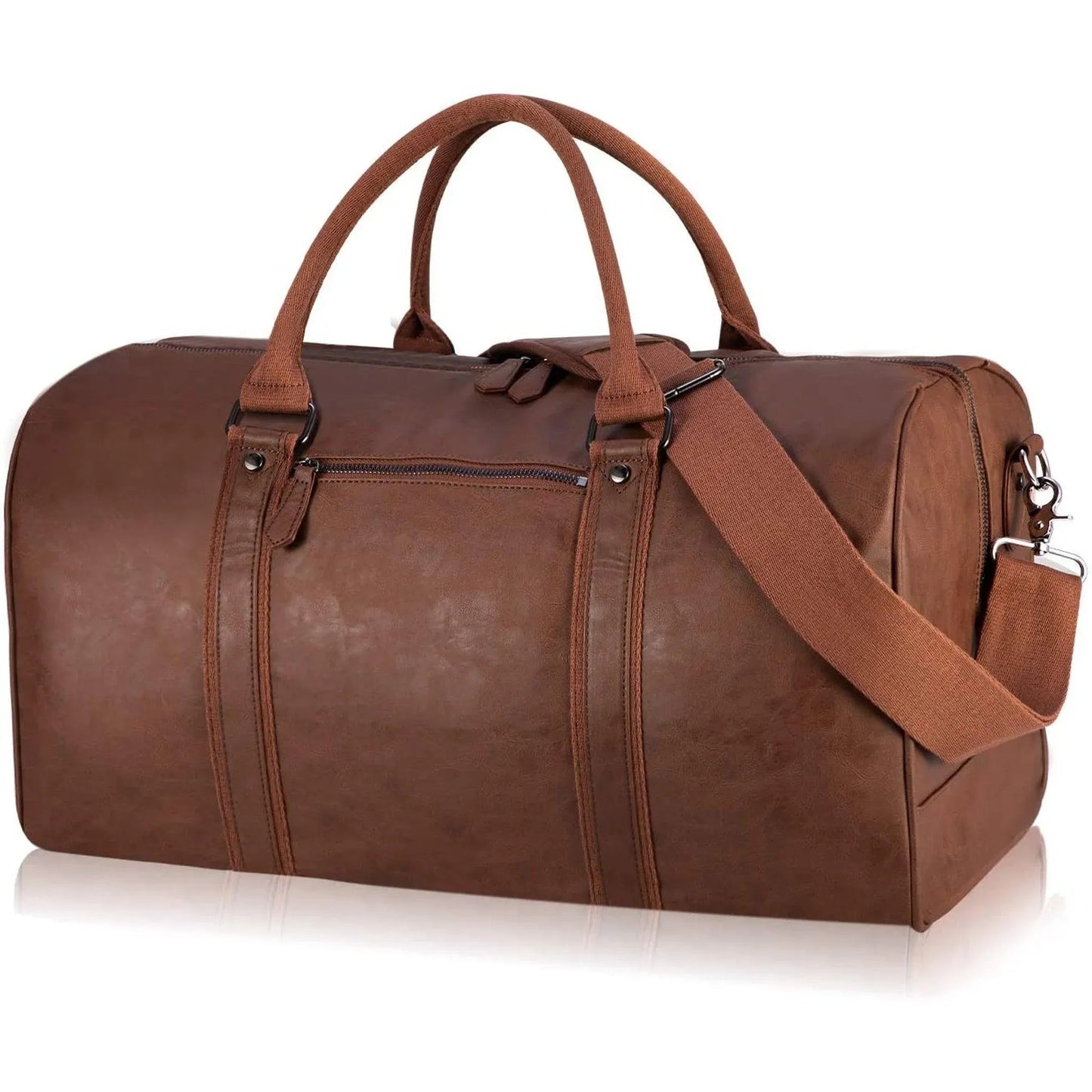 21″ Oversized Leather Travel Duffel Bag – Premium 52L Weekender