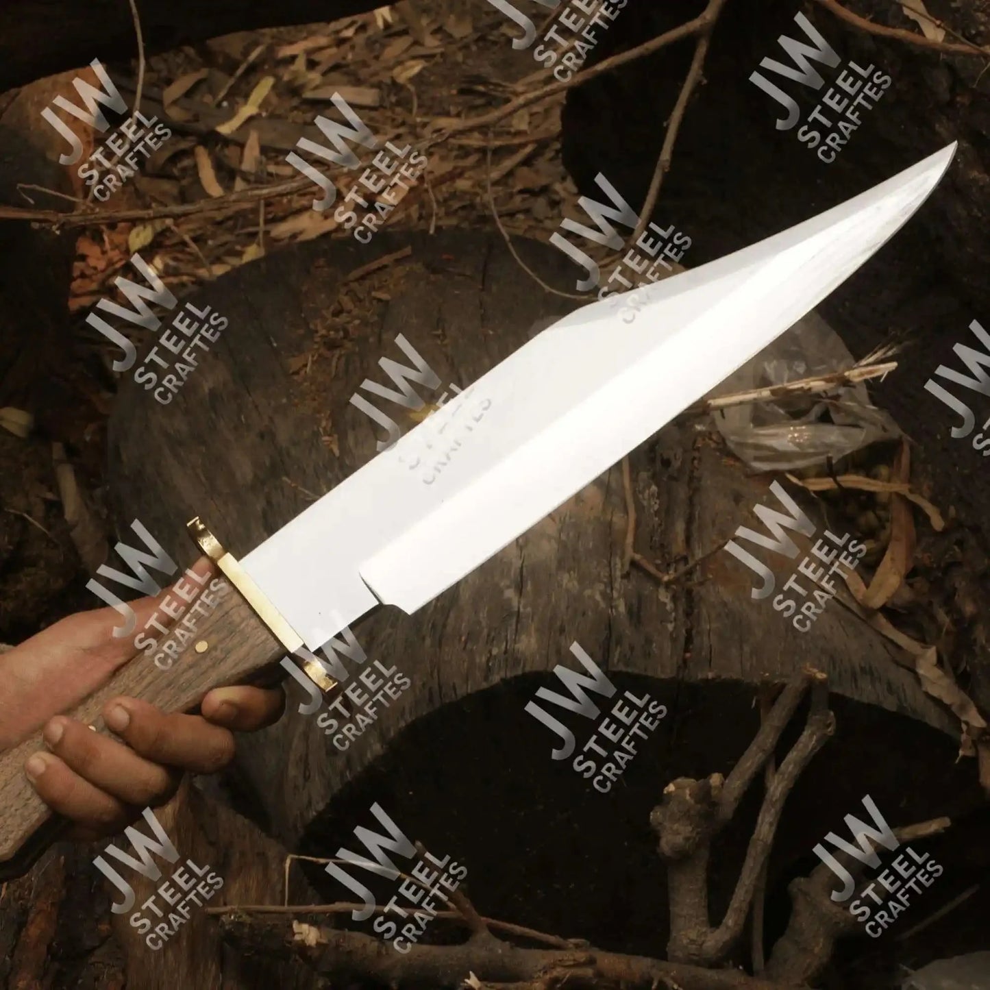 Clip Point High Carbon Steel Bowie Knife, Hand Forged, Rosewood Handle