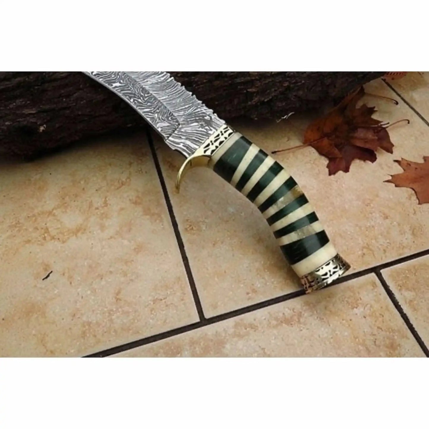 Handmade Persian Clip Point Bowie Knife Damascus Steel Custom Handle