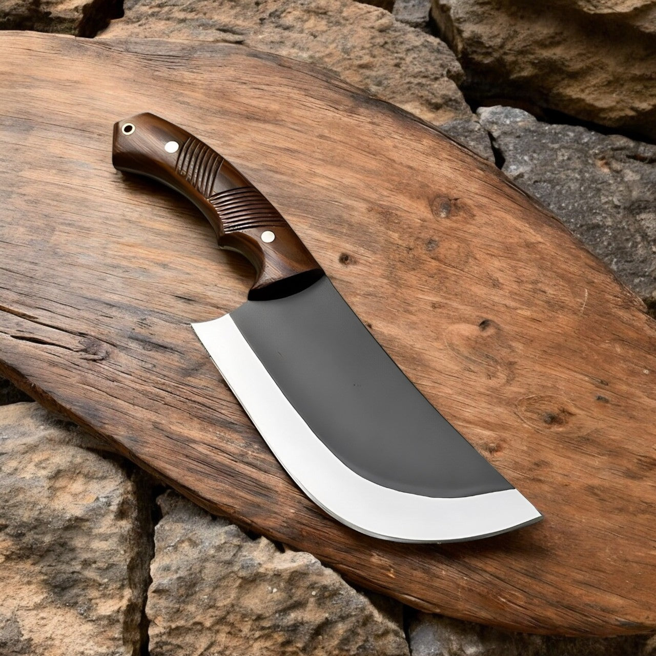 Custom Handmade Cleaver Knife – High-Carbon Steel, Rosewood Handle