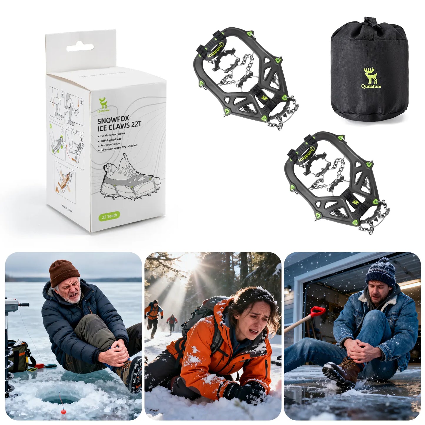 22 Anti Slip Stainless Steel Crampons for Shoes and Boots