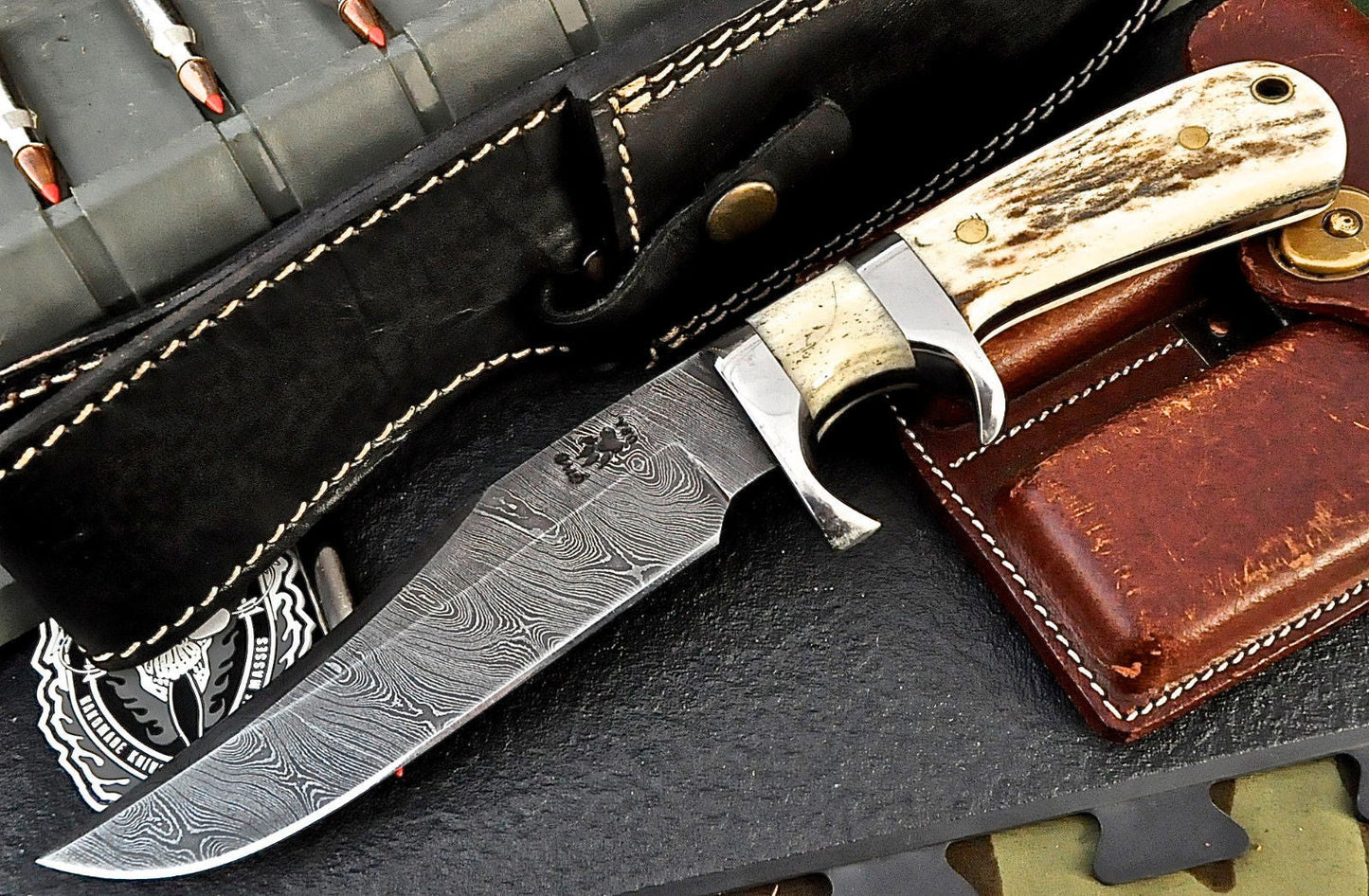 DAMASCUS HUNTER BOWIE KNIFE