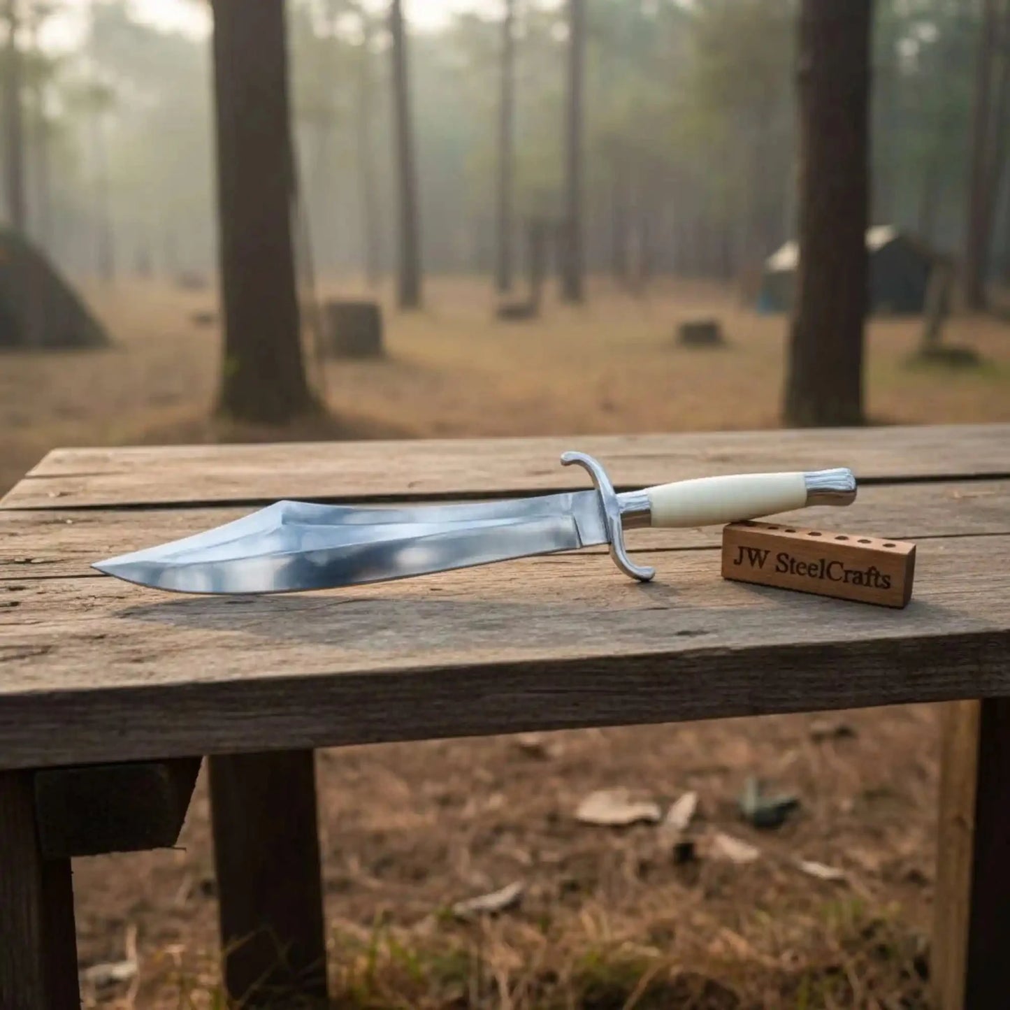 Sheffield Style Bowie Knife High Polished Clip Point Blade Brass Guard Bone Handle Handmade Fixed Blade