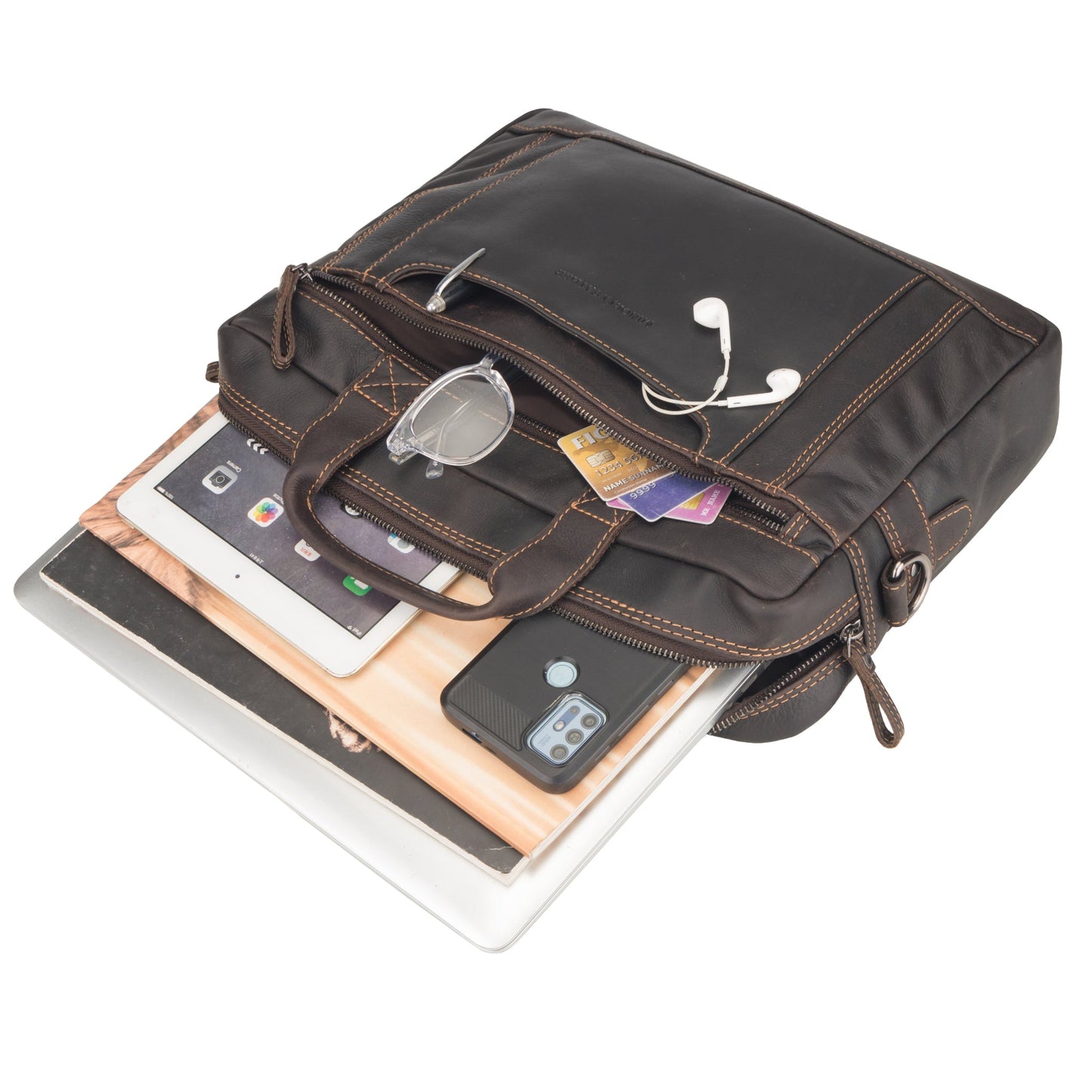 Seattle Briefcase Bag 14" Brown