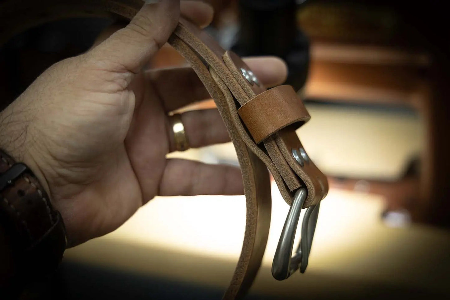 Men's Leather Belt - Oak Brown