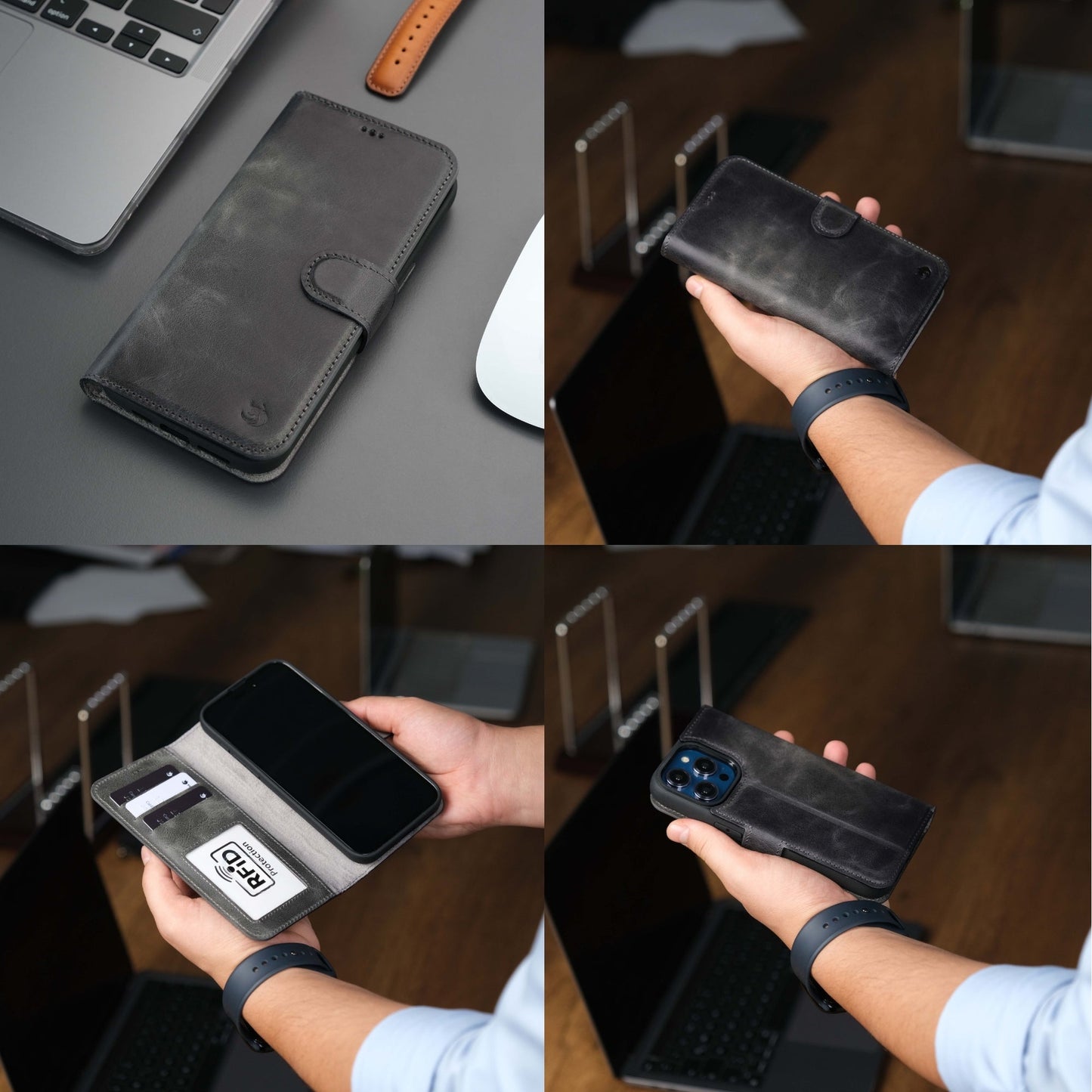 Casper Leather iPhone 15 Pro Wallet Case | Detachable MagSafe Compatible RFID Protection