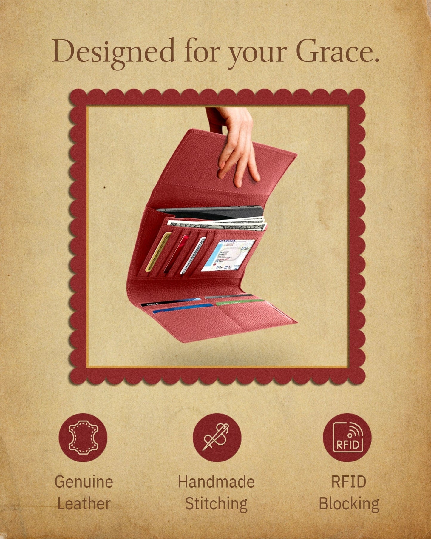 Trifold Clutch With Removable Checkbook Holder