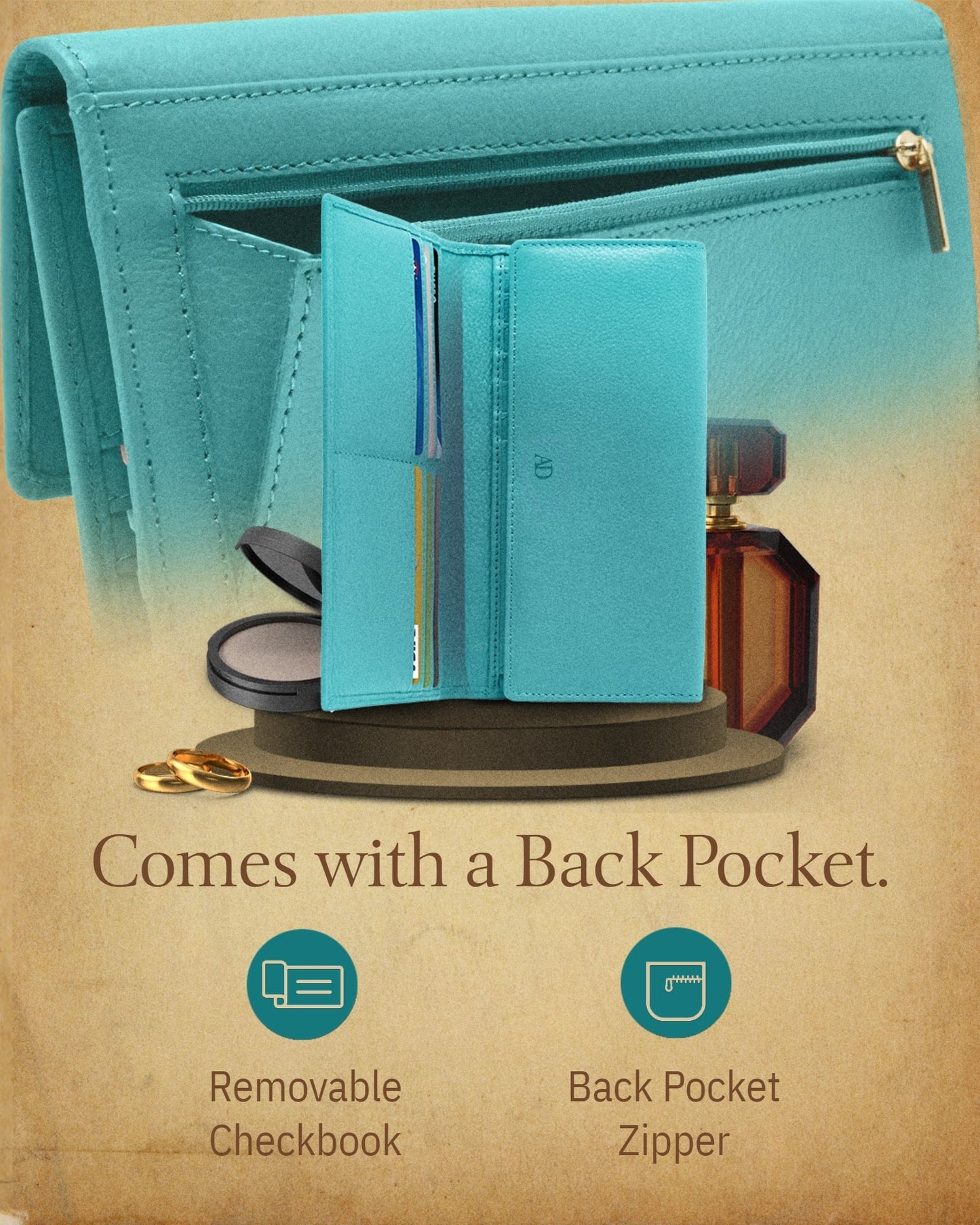 Trifold Clutch With Removable Checkbook Holder