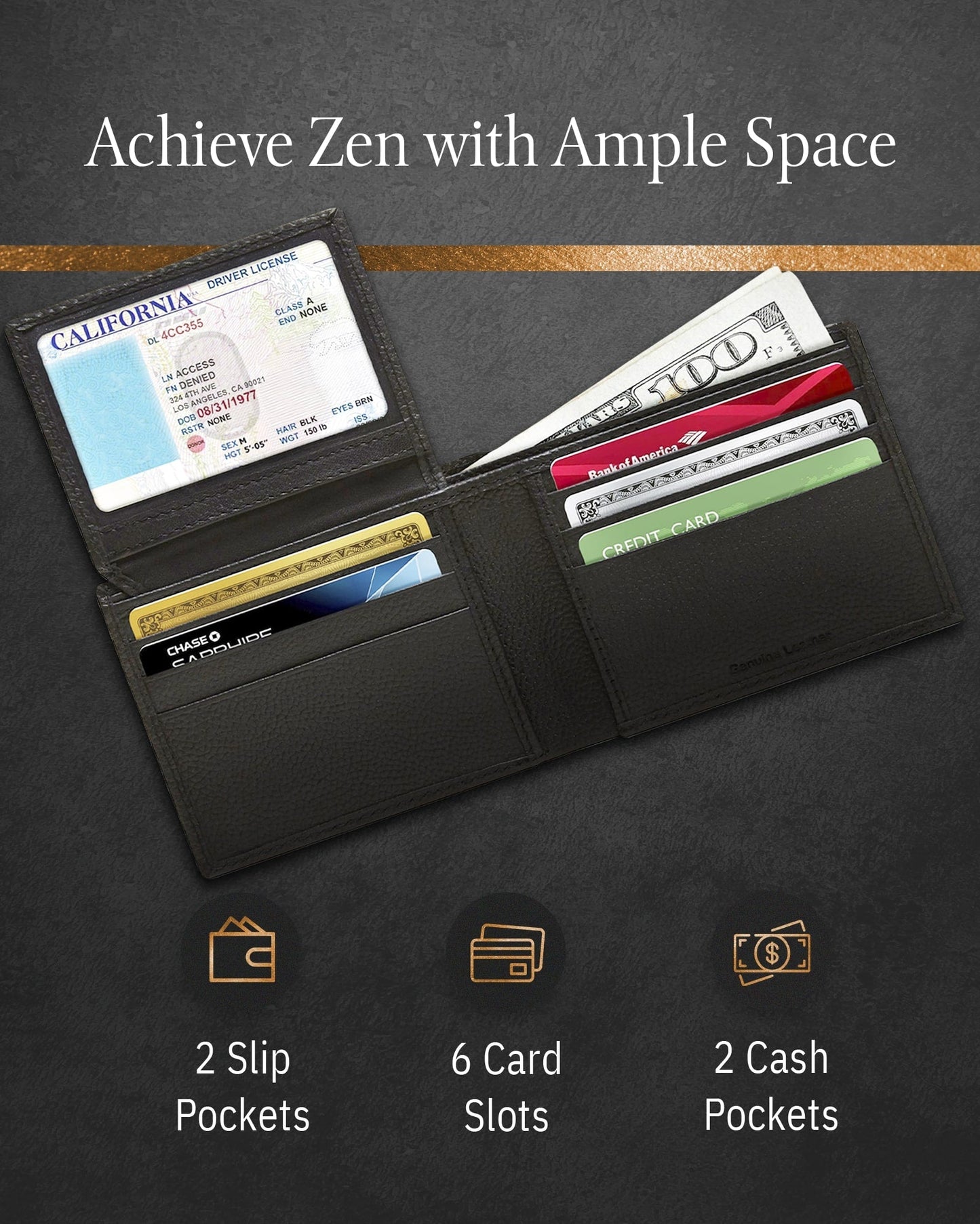 Bifold Wallet With Flip-Up ID Window