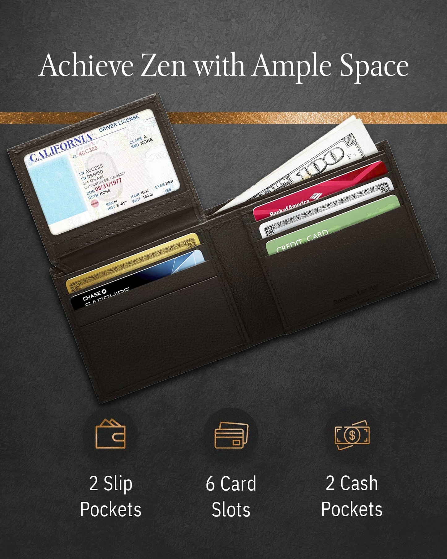 Bifold Wallet With Flip-Up ID Window