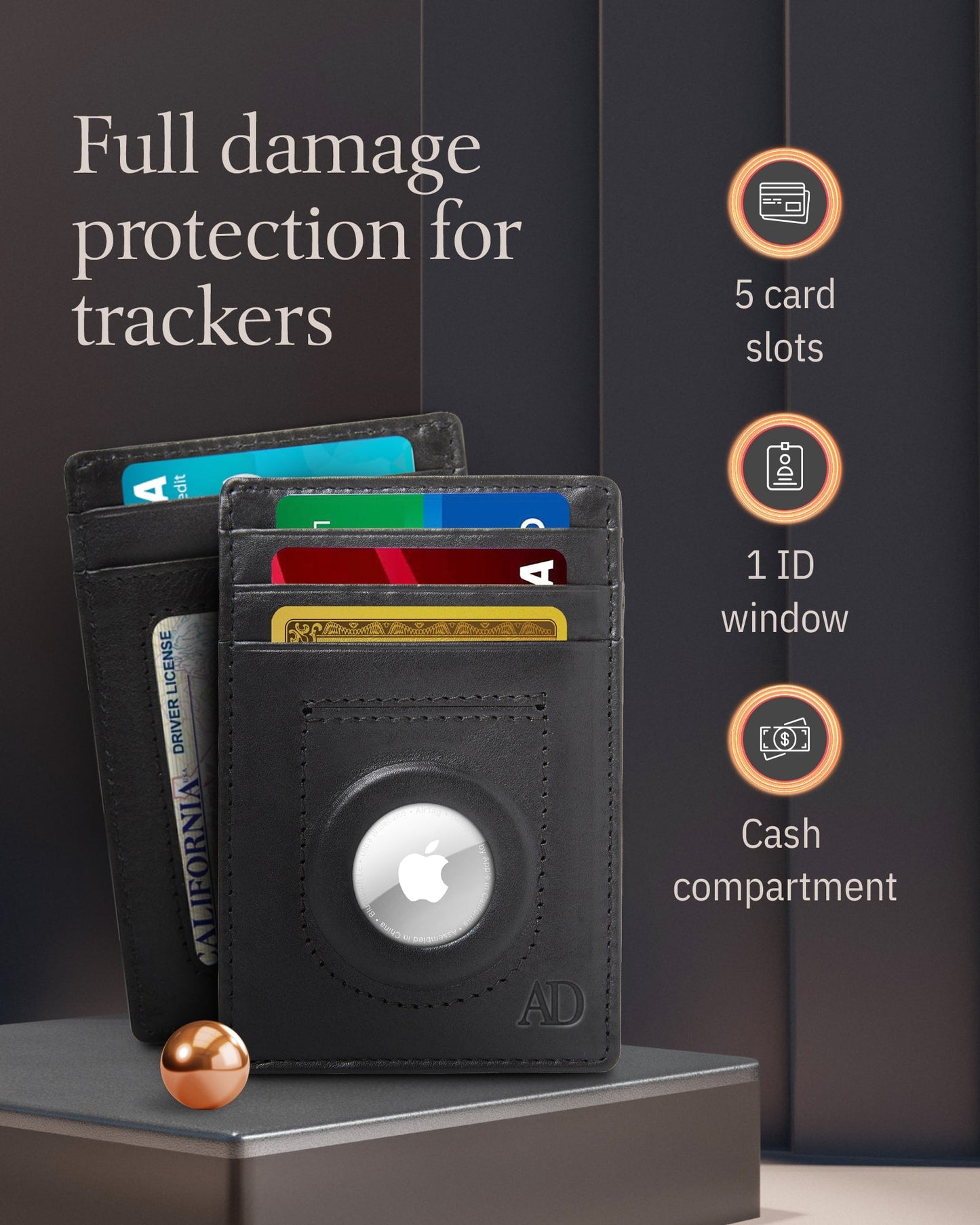 Slim Card Holder With Air Tag Holder