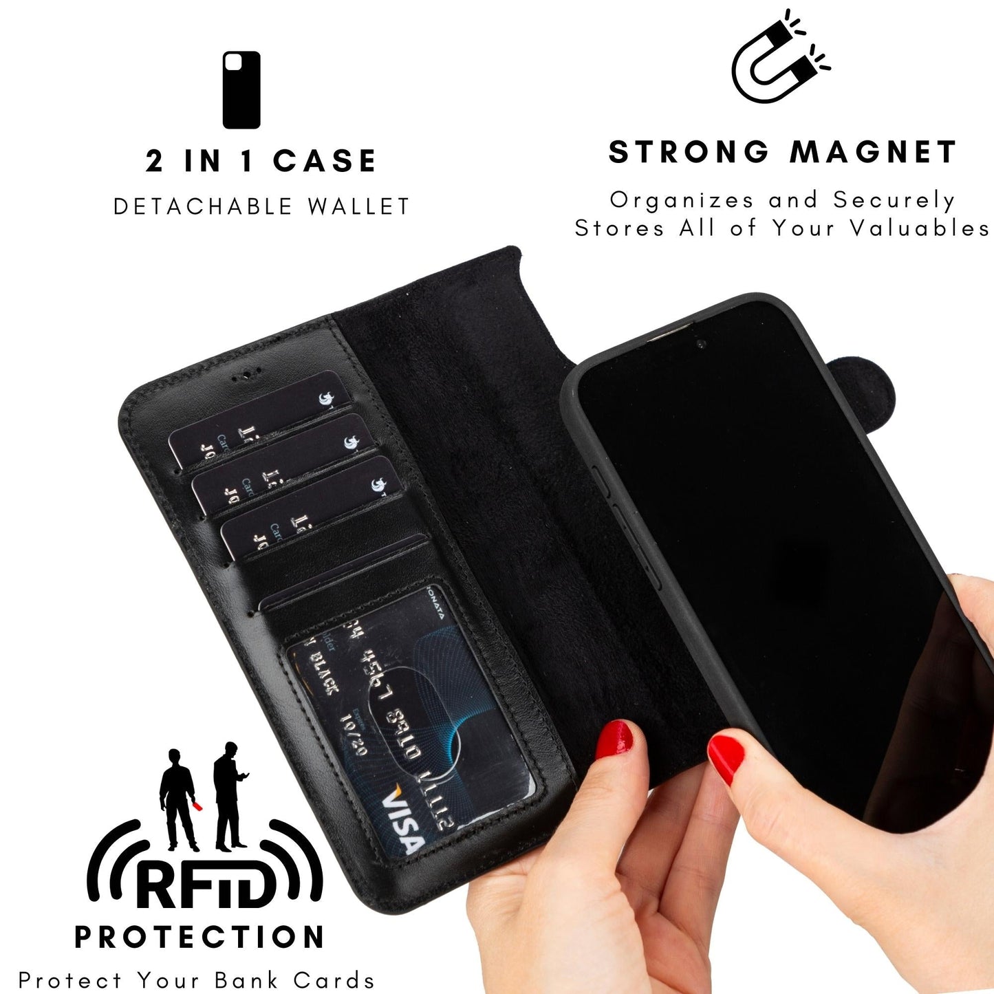 Casper iPhone 14 Series Detachable Leather Wallet Case