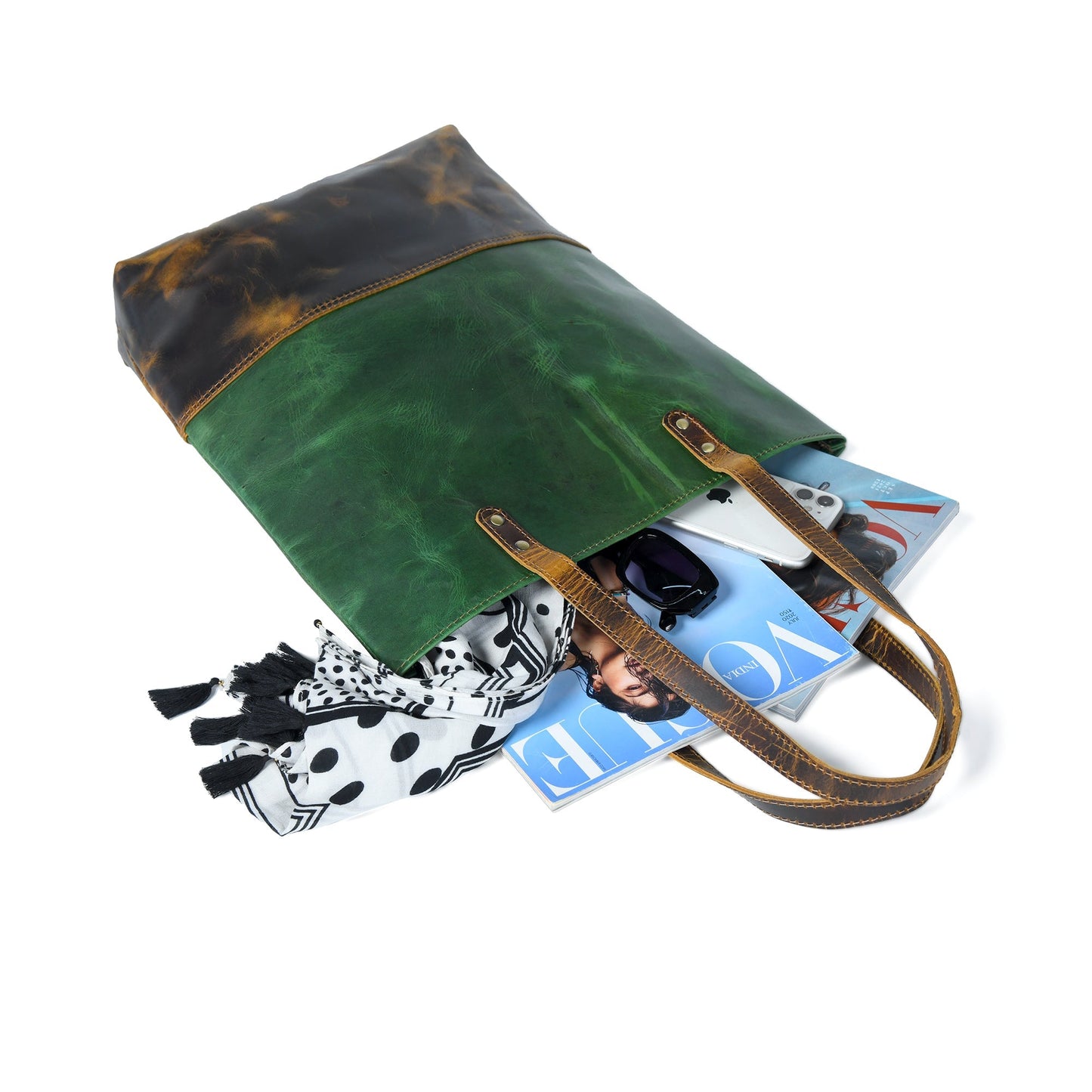 Green Women's Leather Tote