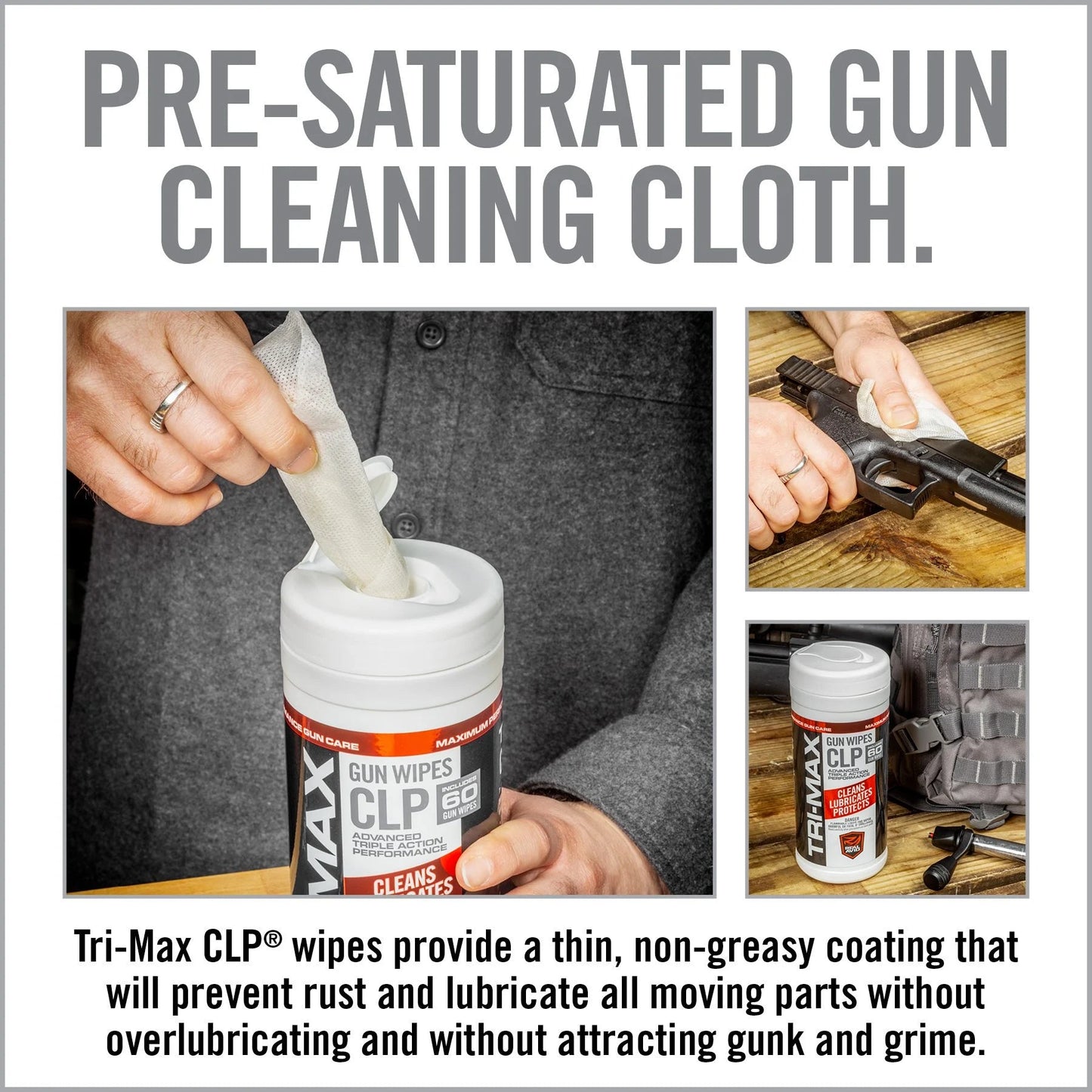 TRI-Max CLP Gun Wipes – 60 CT Canister