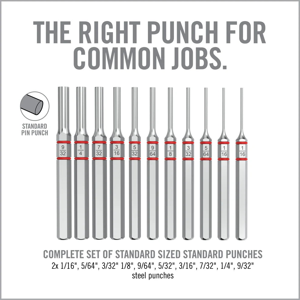 Armorer’s Master Hammer and Accu-Punch 11-Piece Standard Pin Punch Set