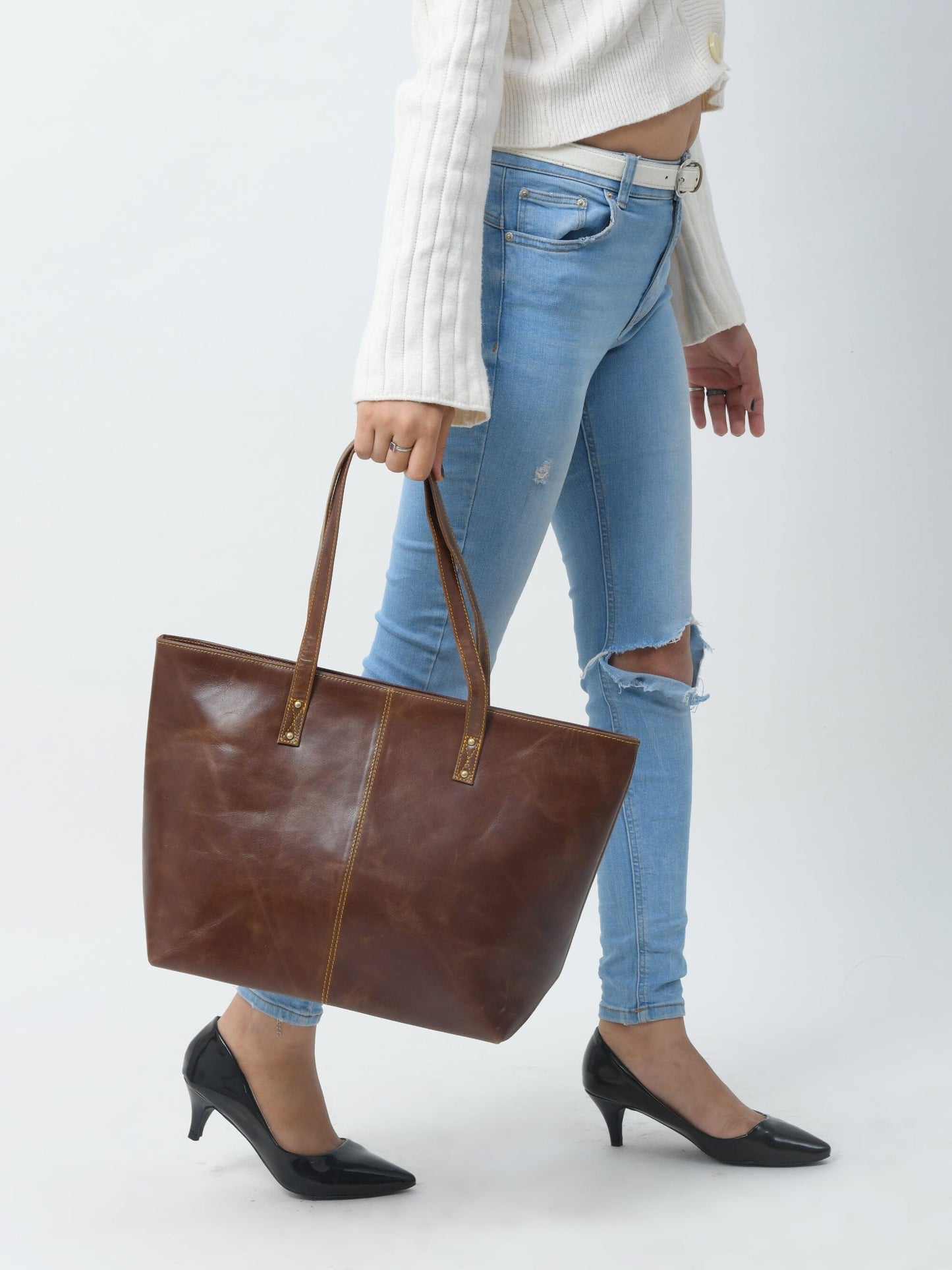 The Kim Tote Bag- Dark Brown