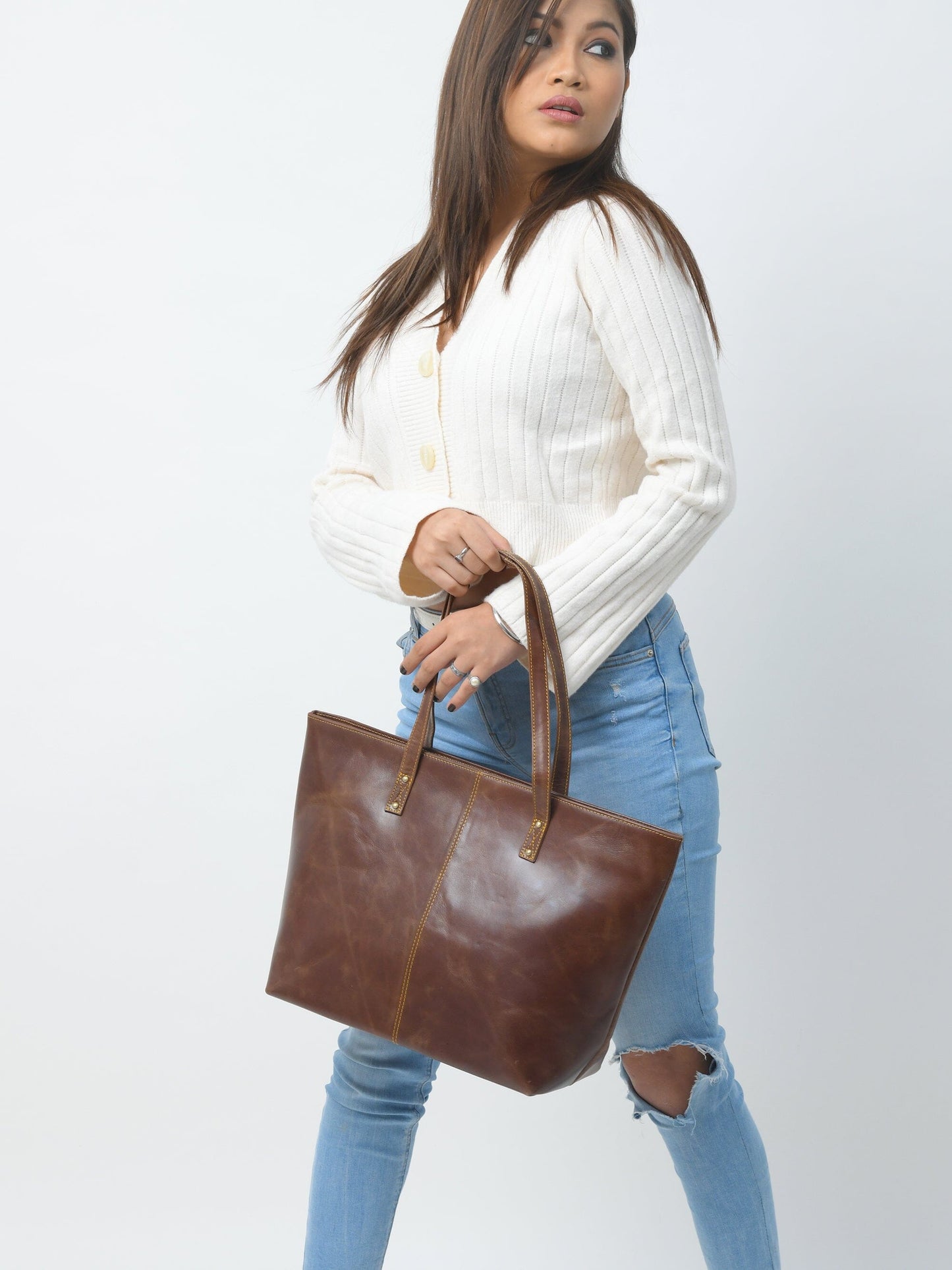 The Kim Tote Bag- Dark Brown