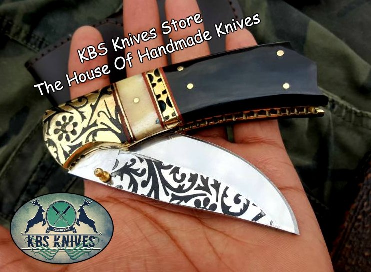Custom Handmade D2 High Polished Steel Folding Pocket Knife