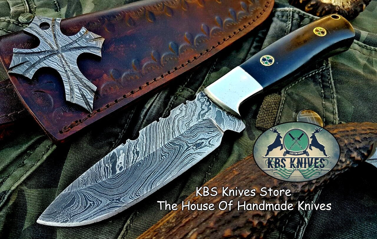 Custom Handmade Damascus Steel Hunting Skinning Camping Knife