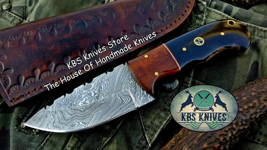 Custom Handmade Damascus Steel Hunting Skinning Knife