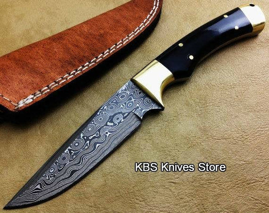 Custom Handmade Hunters Knife with Damascus Steel Blade