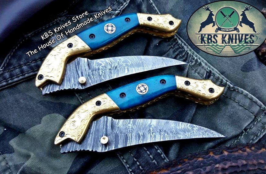 Custom Handmade Damascus Steel Folding Pocket Knives ( Deal )