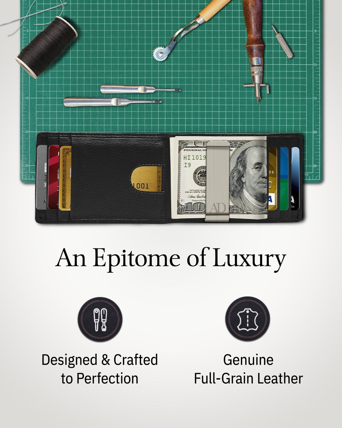 Slim Money Clip Bifold Wallet