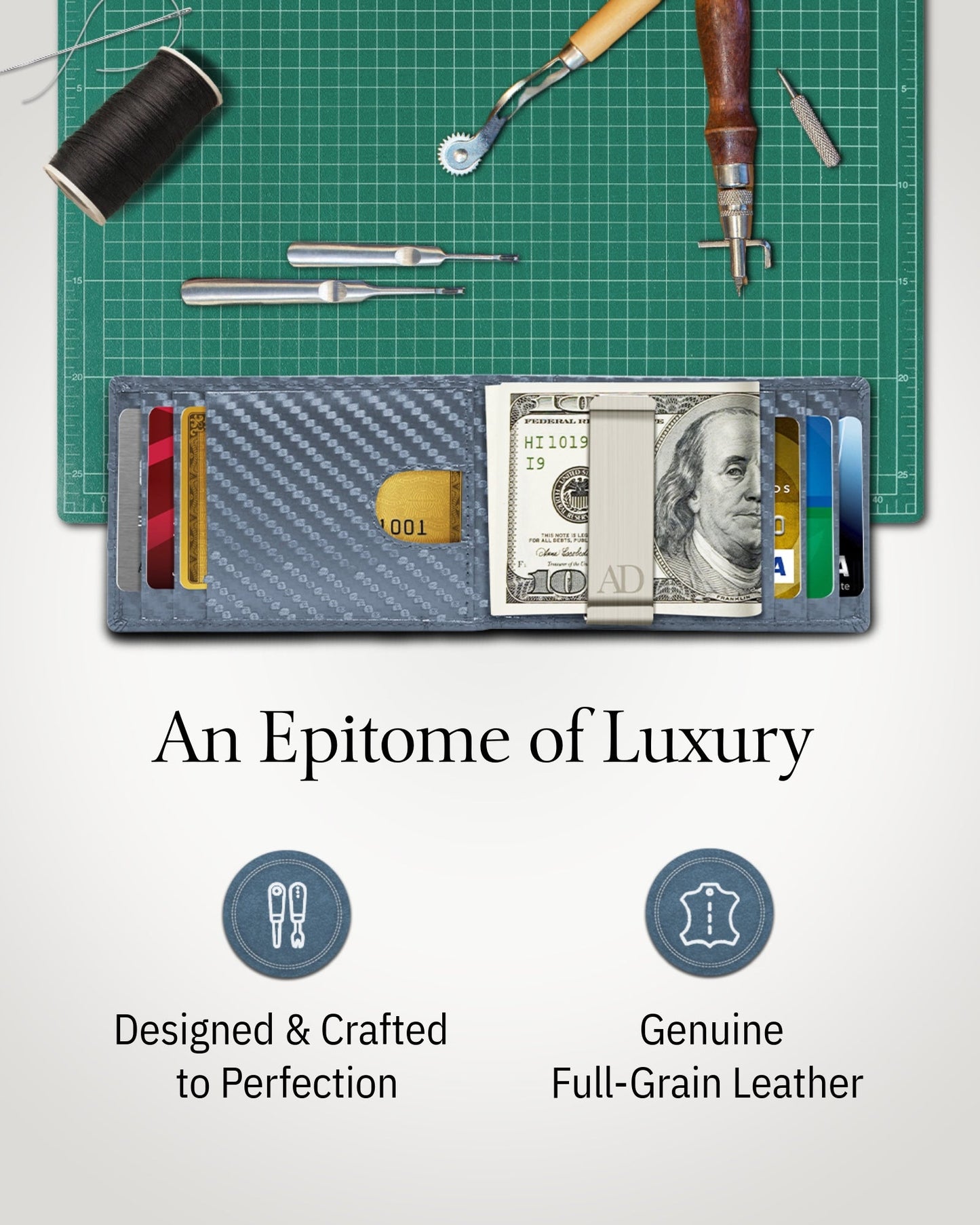 Slim Money Clip Bifold Wallet