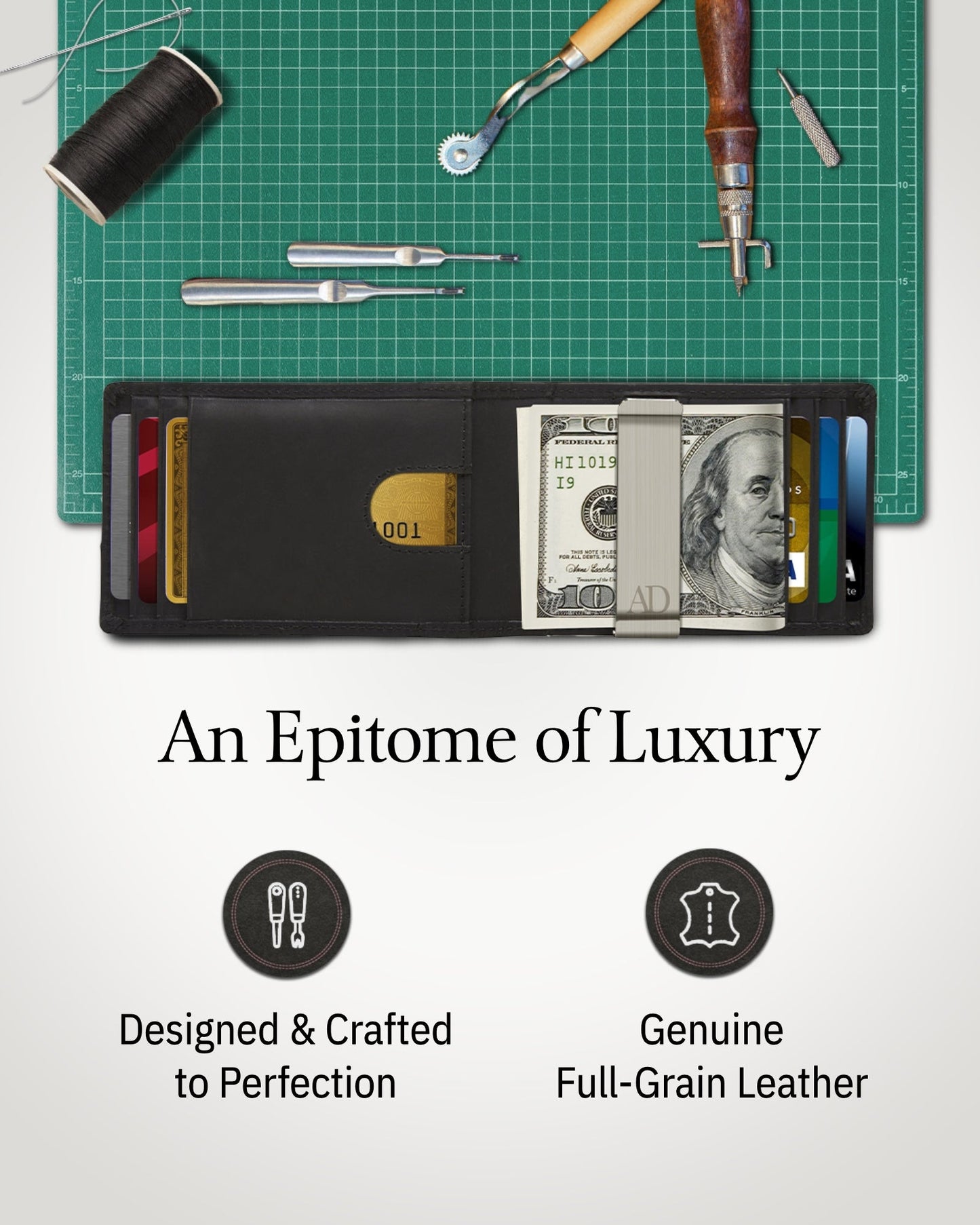 Slim Money Clip Bifold Wallet