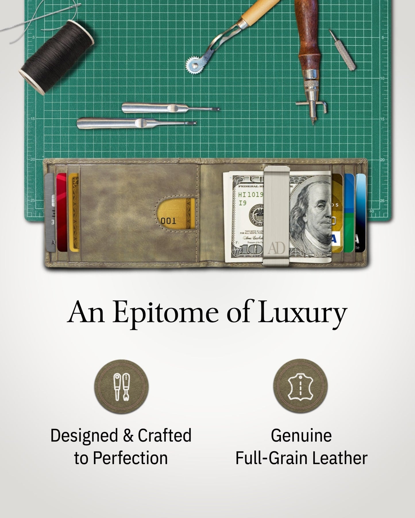 Slim Money Clip Bifold Wallet