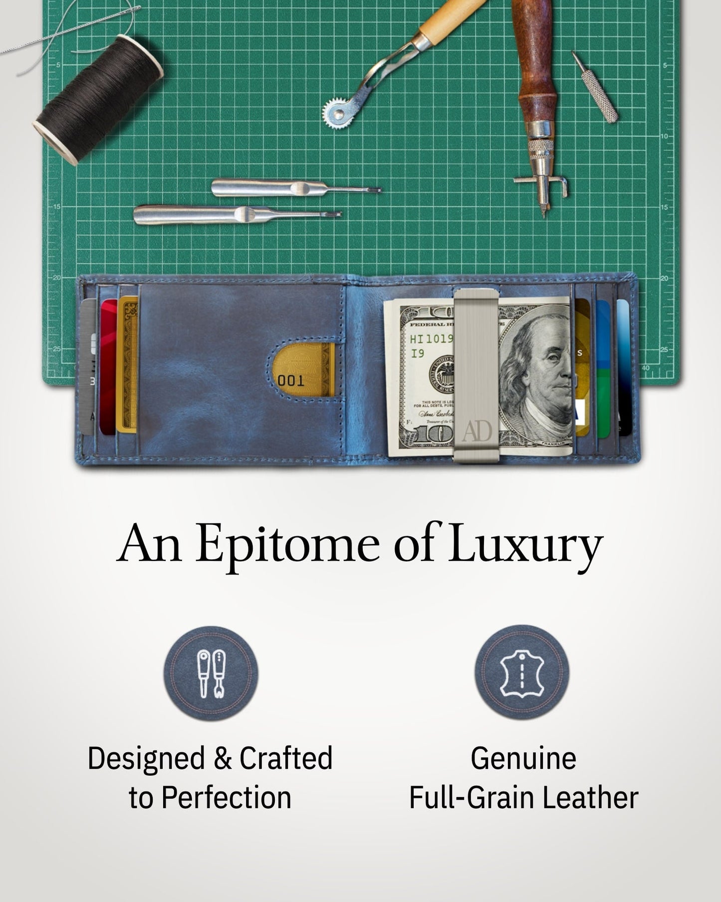 Slim Money Clip Bifold Wallet