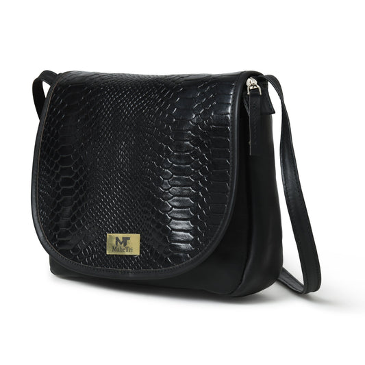 The Croco Satchel- Black