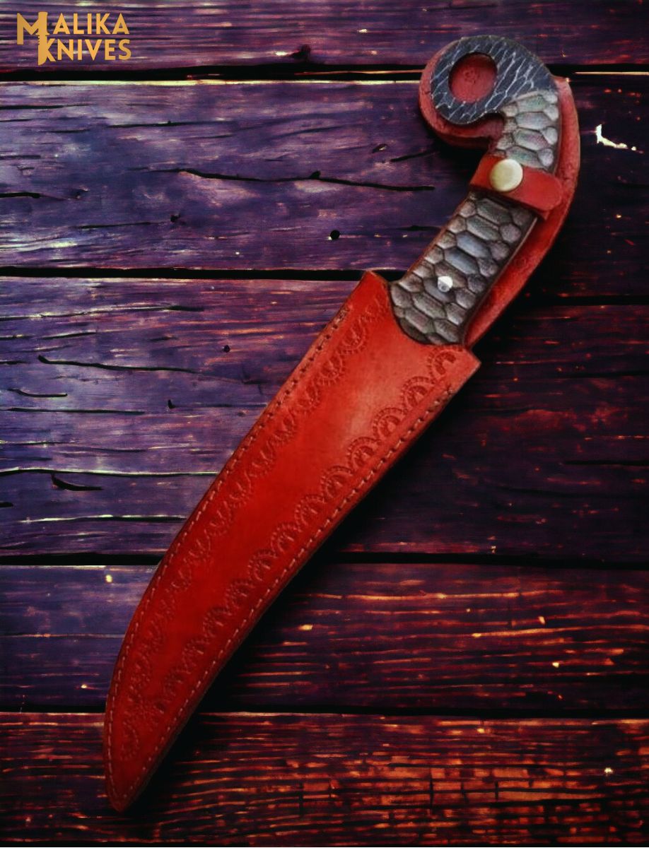 Hand forged Damascus Ringtail Hunting Knife - Ultimate Outdoor Companion-0336