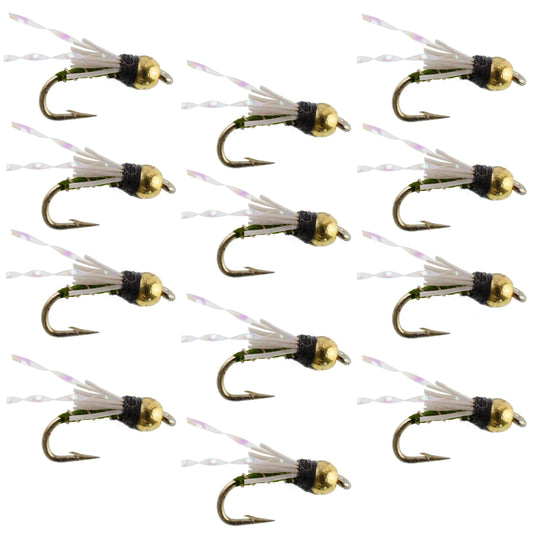 Beadhead Olive 3 Dollar Dip Serendipity Wet Fly Fishing Flies - 1 Dozen Flies Hook Size 16
