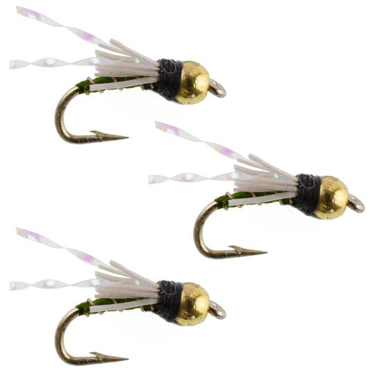 3 Pack Beadhead Olive 3 Dollar Dip Serendipity Wet Fly Fishing Flies - Hook Size 16