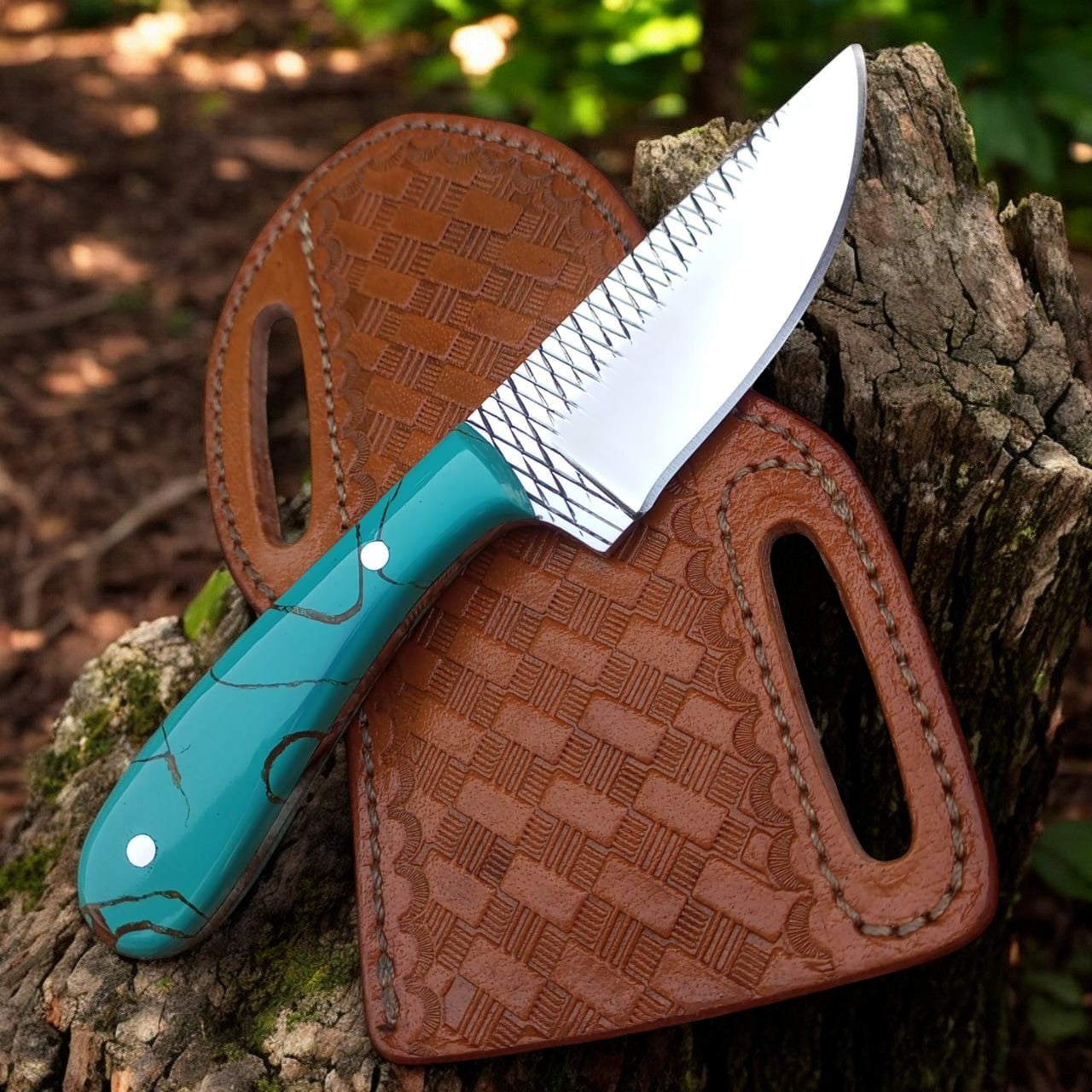 Ranch Cowboy Knives and Sheaths – 8" Full Tang Rasp Tool Steel Blade with Epoxy Resin Handle