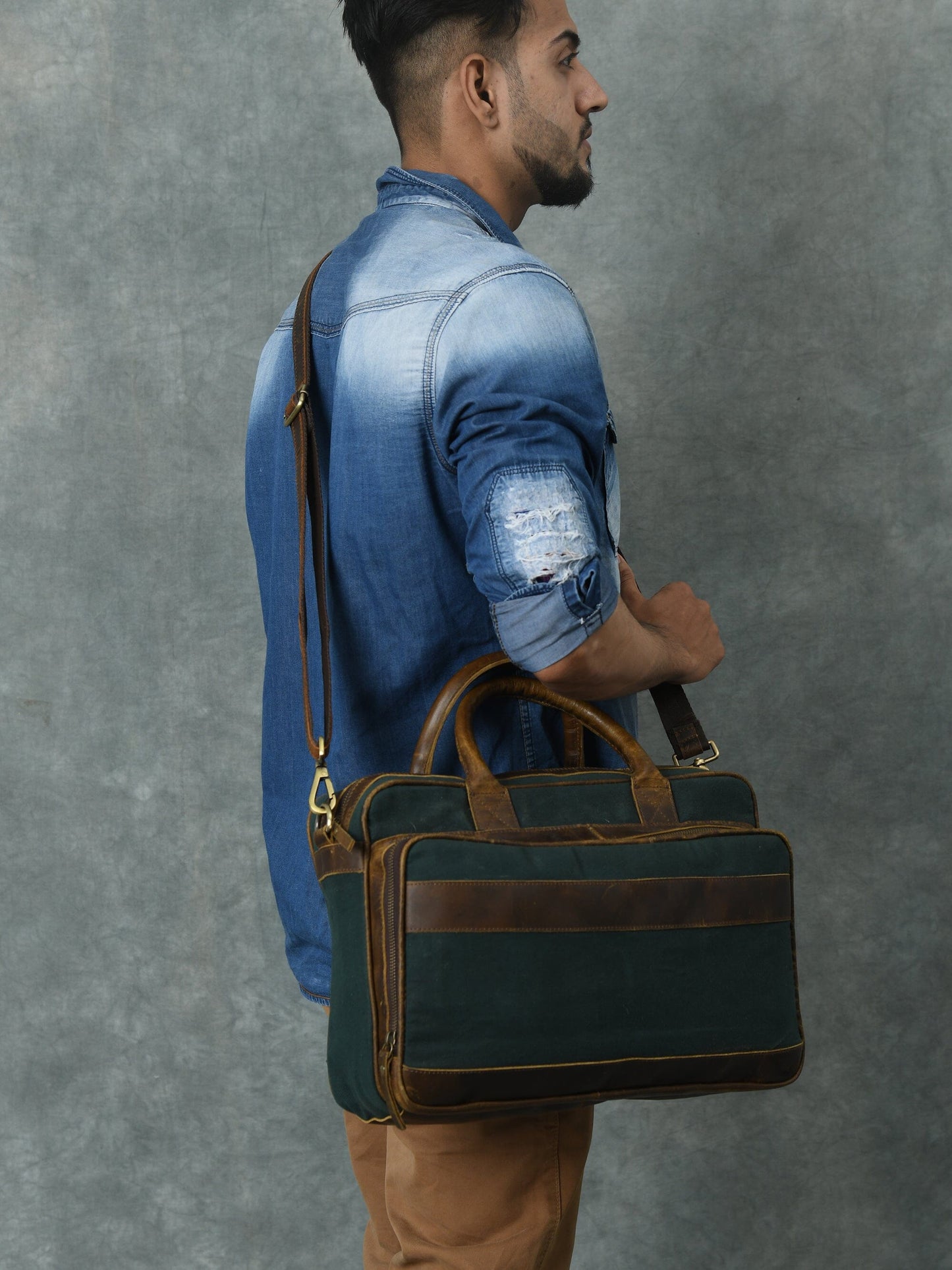 Canvas Green Briefcase