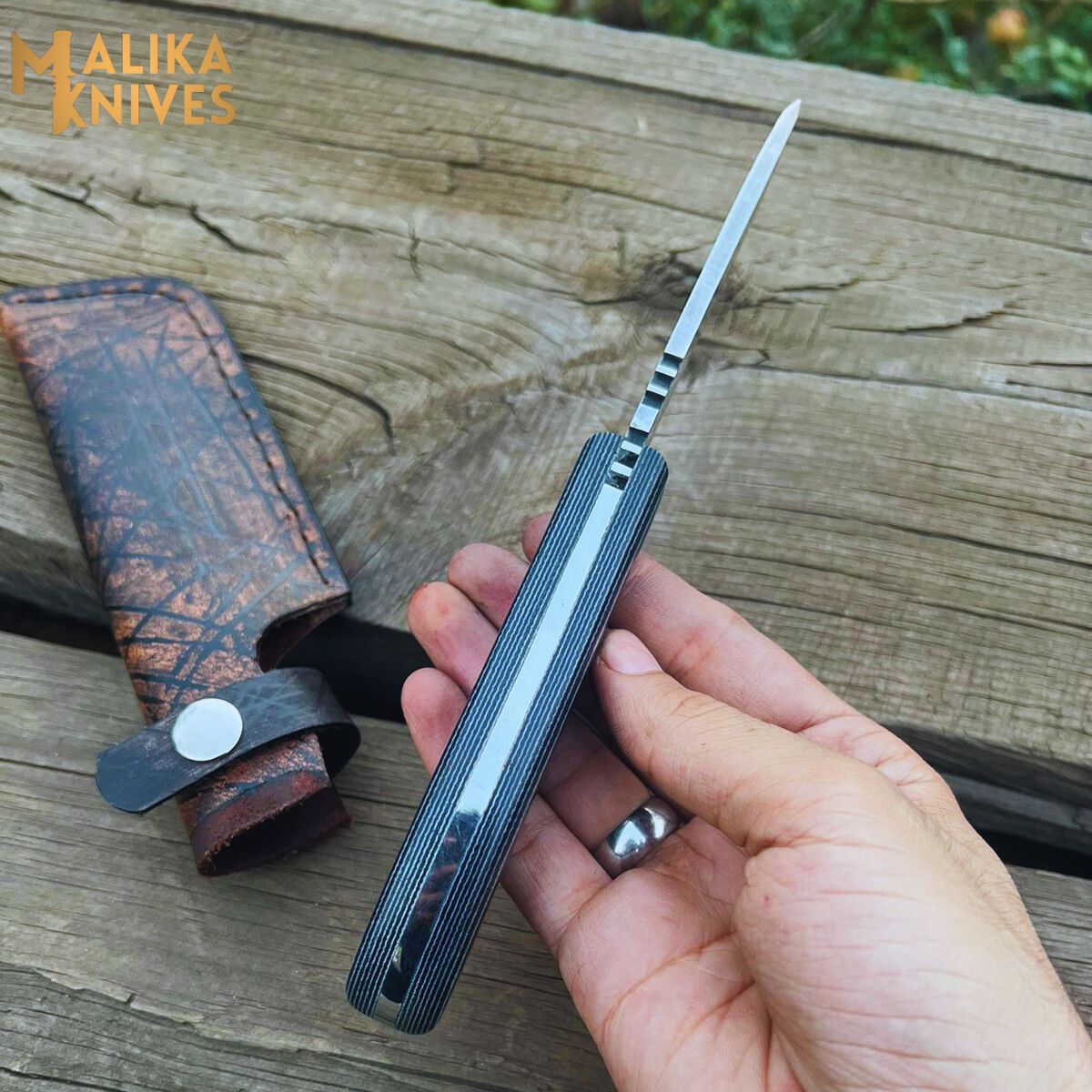 Hunter Point Ridge Runner Hunting Knife with Custom Leather Sheath - Artisan-Made Survival Gear - 0333
